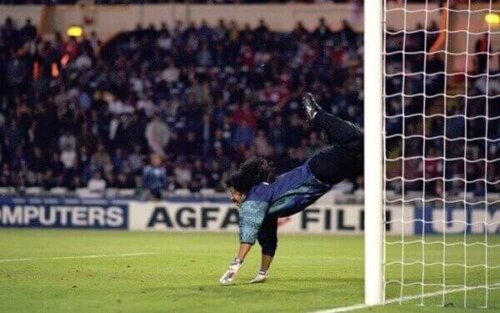 målmand på hænder